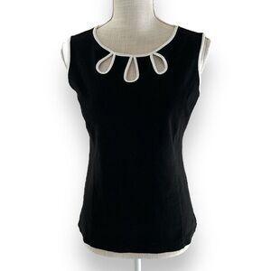 Talbots Keyhole Black and White Blouse Size XS
